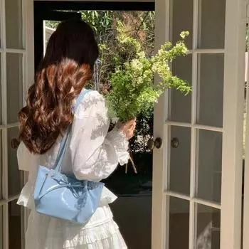 Women s 2024 Bow-Style High-End Bucket Shoulder Bag чёрный