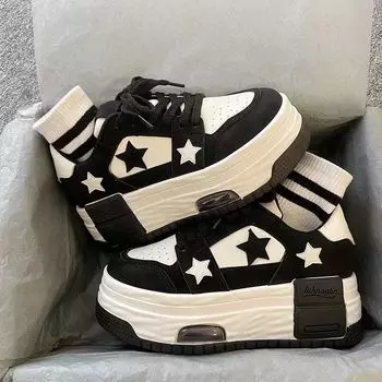 Women s 2024 Casual Sneakers Star Skateboard Trainers Mix Colors Running Sport Shoes Tennis Shoes Skate Flats Outdoor 34 чёрный