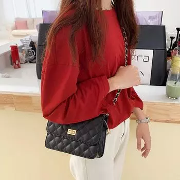 Women s 2024 new shoulder crossbody fashion fortune lock chain diamond square women s bag чёрный