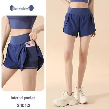 Women s 2025 High-Waisted Sports Shorts with Pockets - Hip-Lifting, Anti-Exposure, Loose Fit for Running & Yoga S