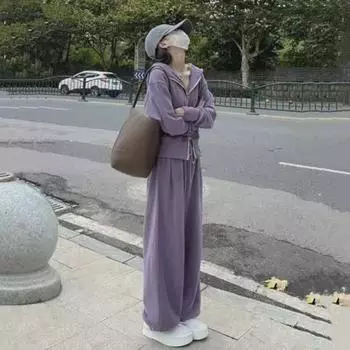 Women s 2025 Spring/Autumn Hooded Sweatshirt & Casual Trousers Two-Piece Set