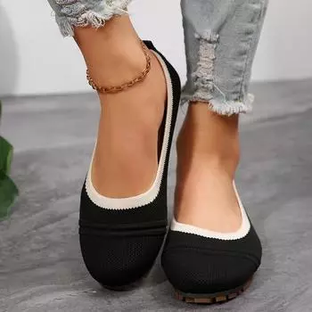Women s 2025 summer breathable knitted shallow mouth mesh shoes flat bottom round head fashion mesh shoes one foot cloth shoes 36