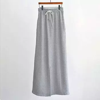 Women s A- line Style Casual Mid Length Long Length Skirt Grey L