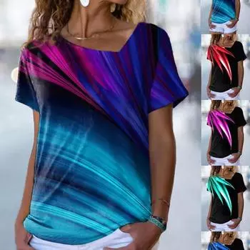 Женская абстрактная флэш-рисунок футболка с графическим принтом V-образный вырез базовые топы футболка с коротким рукавом XS-8XL/3D печать S