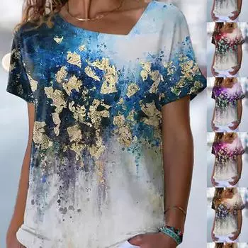 Женская футболка с абстрактным рисунком, графический принт, V-образный вырез, базовый топ, короткий рукав, футболка XS-8XL/3D-печать S