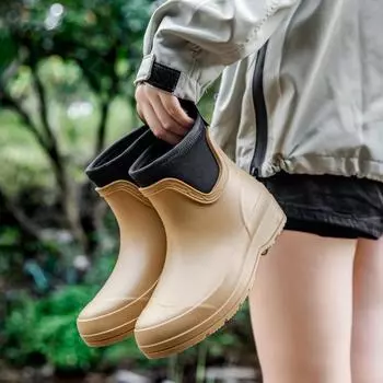 Women s Adult Water Boots: Stylish Rain Shoes For Outdoor Wear, Rubber Shoes, Waterproof Galoshes, Short-cylinder Rain Boots 36