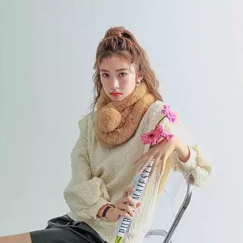 Women s And Winter Fashion Scarf Thickening Warm Plus Ball Scarf Plush Scarf