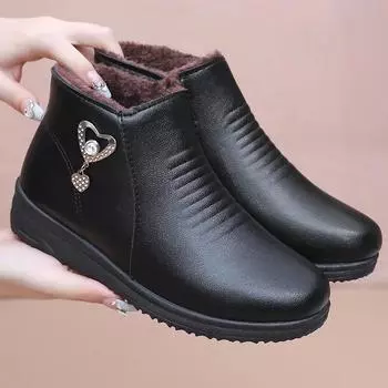 Women s Ankle Boots Winter Cotton Shoes Plush Comfort Anti Slip Warm Short Boots Waterproof Outdoor Cold Proof Cotton Boots 41 чёрный