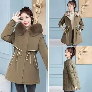 Women s anti-season clothes, removable liner in winter, clothes, thickened winter coat tide M хаки