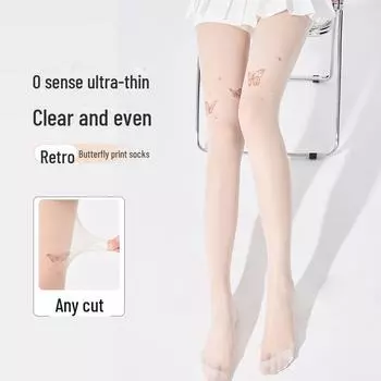 Women s Anti-Snag Butterfly Tattoo Stockings - Durable, Summer Thin, Pure White Concealer Socks Any cut and crotch added [80-140 catties] белый