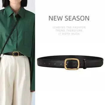 Women s Antique Cowhide Belt, Women s Casual Retro Leather Belt, Women s All-match High-end Women s Jeans Belt чёрный