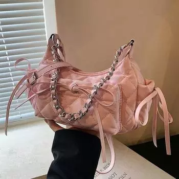 Женская сумка на плечо с дугообразной цепочкой, большая вместимость, через плечо, пикантный женственный стиль, повседневный