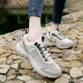 Женская спортивная обувь Lovers большого размера, дышащая, пляжная, мужская, кроссовки, повседневная, мягкая, походная, унисекс EU:35 чёрный