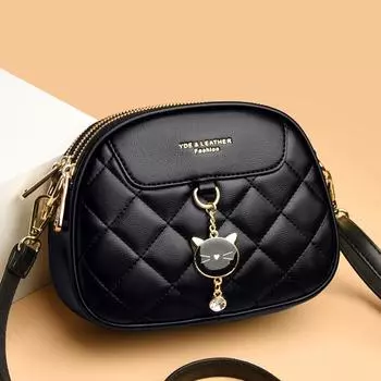 Women s Authentic Versatile Fancy Leather Bag Black