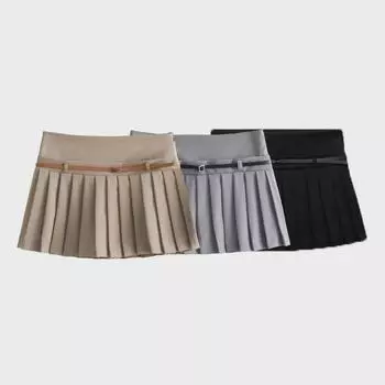 Women s Autumn 2024 High Waist Three-Color Pleated Skirt Pants - European and American Fashion Style Large