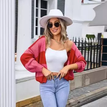 Женский осенне-зимний кардиган, вязаный джемпер большого размера S синий