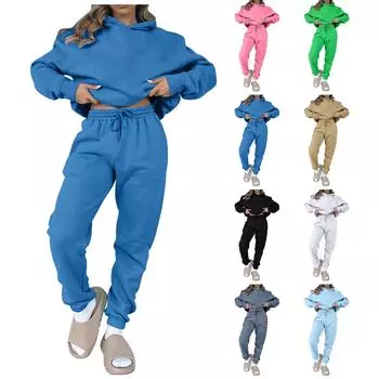 Женский осенне-зимний модный повседневный спортивный однотонный свитер с капюшоном с капюшоном XL небесно-голубой