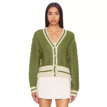 Женский осенне-зимний вязаный кардиган с V-образным вырезом, подходящий по цвету, свободный свитер S зелёный