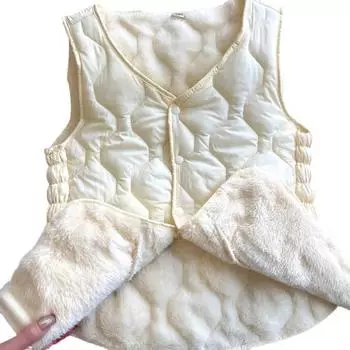 Women s Autumn and Winter Lamb Fleece Down-Cotton Vest Inner Wear Matching Coat Northeast-Style Thickened and Warm Gilet M