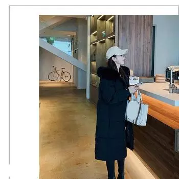 Women s Autumn And Winter Large Collar Hooded Down Jacket Over Knee Length Loose Large Thick Coat S