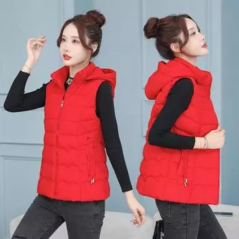 Women s Autumn and Winter Large Size Solid Colour Short Section Slim Thin Down Waistcoat Jacket 4XL