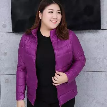 Женская осенне-зимняя легкая куртка-пуховик больших размеров с воротником, однотонная короткая куртка 7XL
