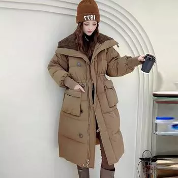 Women s Autumn And Winter Loose Down Jacket Medium And Long High-end Jacket White Duck Down Thick Down Jacket XL