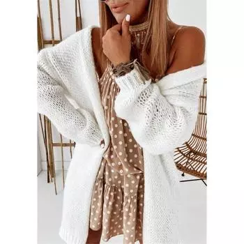 Женский свитер свободной вязки для поездок на работу на осень и зиму S хаки