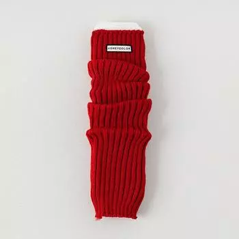Women s Autumn and Winter Spring Red Warm Knit Flanging Leg Warmers Leg Jackets Pile Socks 1 pair