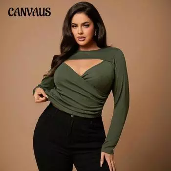 Women s Autumn Elegant Intellectual New Slimming Show All The Tops 1XL армия зеленый