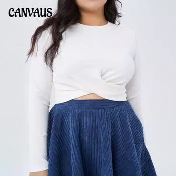 Women s Autumn Round Neck Knitted Everything Temperament Long Sleeve Irregular Top 1XL чёрный