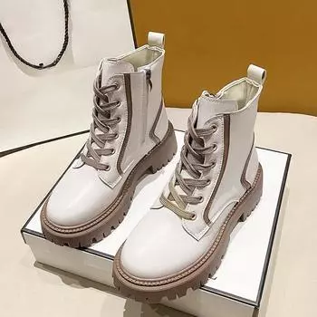 Women s Autumn Single Boots Winter Velvet Cotton Boots British Style Thick Heeled Short Boots 35