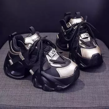 Women s Autumn Sneakers 2024 College Style Comfortable Platform Shoes New Style Trend Women s Height Increasing Vulcanized Shoes 35 чёрный