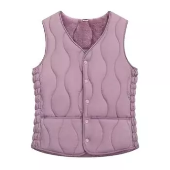 Women s Autumn Winter Fleece Lined Down Vest Fleece Added Thickened Warm Lightweight Inner Wear Gilet Slim Fit L