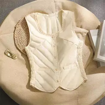 Women s Autumn Winter Warm Down Vest Fleece Lined Gilet Waistcoat Camisole Style for Inner Wear and Outer Layering M