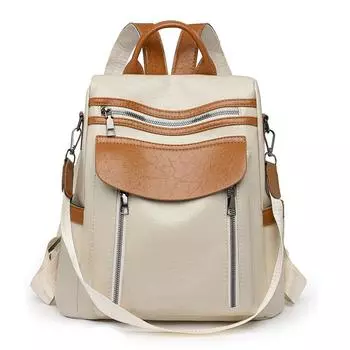 Women s Backpack Color Contrast Outdoor Travel Backpack Dual-Use Shoulder Bag бежевый