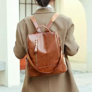 Женский рюкзак из натуральной кожи, рюкзак с текстурой, большой емкости, рюкзак двойного назначения с поводком, спортивный рюкзак, школьные сумки чёрный