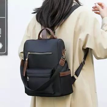 Женский рюкзак, легкий рюкзак, большая вместимость, школьный портфель в стиле колледжа чёрный