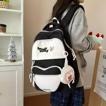 Women s Backpack Middle School Student Schoolbag чёрный