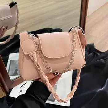 Women s bag 2025 new fashion texture foreign style simple solid color versatile shoulder messenger small square bag чёрный