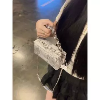 Women s Bag 2025 New Summer Super Popular Silver Chain Handbag Light Luxury Niche High-Grade Feeling Tong Qin Messenger Bag Silver
