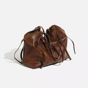 Women s bag 2025 new trendy retro commuter tote bag large capacity messenger bag slack foreign shoulder bag чёрный