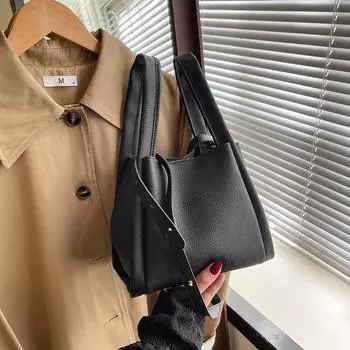 Women s bag 2025 spring new bucket bag crossbody large capacity bag high-end single shoulder child and mother bag чёрный