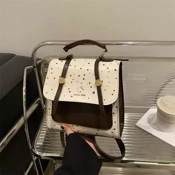 Women s bag 2025 winter trend college simple retro versatile trend casual backpack белый