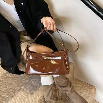 Women S Bag Autumn Large Capacity Trendy Shoulder Oblique Span Bag High Sense Underarm Bag Retro Fashion Small Square Bag красный