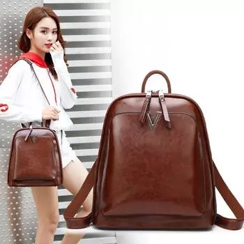 Women s Bag Backpack, Women s Bag, European and American Retro Leather Multi-functional Backpack, Academy Style School Bag чёрный