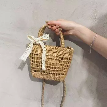 Women s Bag Beach Seaside Vacation Crossbody Straw Woven Bag Khaki