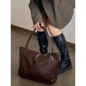 Women s Bag Casual Premium Black Horizontal Commuter Bag Brown [Zipper Edition]]