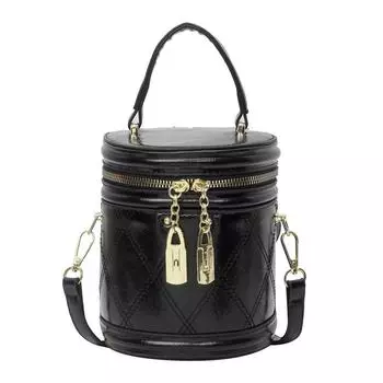 Women s Bag Cylinder Cosmetic Bag Solid Color Shoulder Bag New Chain Bucket Messenger Bag