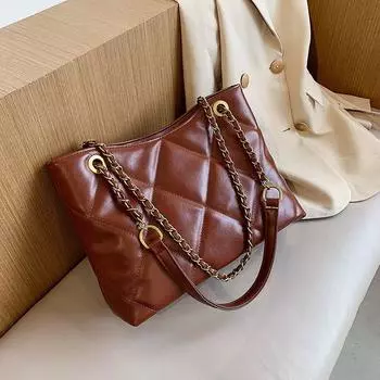 Women s Bag Fall and Winter Work Clothing Niche Style Shoulder Tote Bag Red Brown